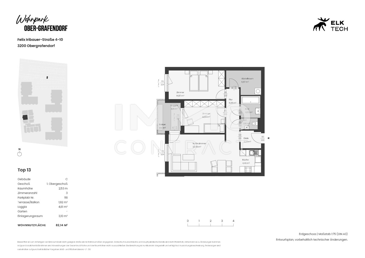 3ZI - 82,14qm - Ost-Balkon,Vorsorgewohnung, Anlage in kolog. NEUBAU /  / 3100 St.Plten / Bild 1