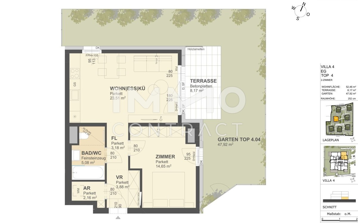 KREMSER WOHNDOMIZIL
2Zi- 52qm- Gartenwohnung, Lift, Tiefgarage, in beliebter Grünruhelage