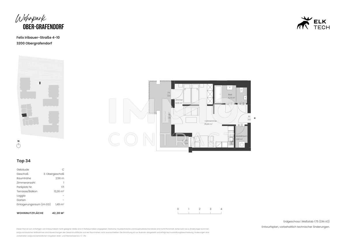 42,28qm 1Zi-Balkonwohnung<br />
Erstbezug, kologische Bauweise
