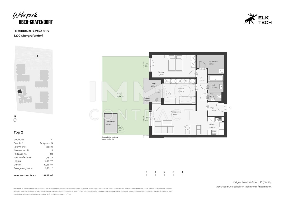 3ZI - 81,58qm - W-Garten-Vorsorgewohnung, Anlage in kolog. NEUBAU /  / 3100 St.Plten / Bild 1
