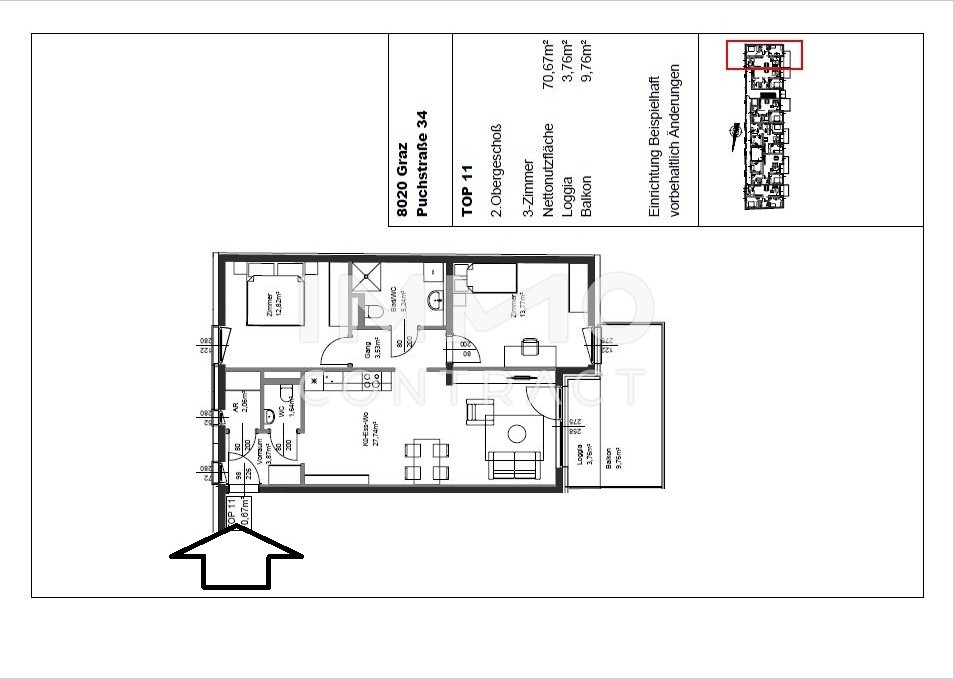Erstbezug ab 01.10.2025: gefrderte 3 Zimmer Wohnung mit Balkon in ruhiger und zentraler Lage - Puchstrae 34 - Top 11 /  / 8020 Graz / Bild 7