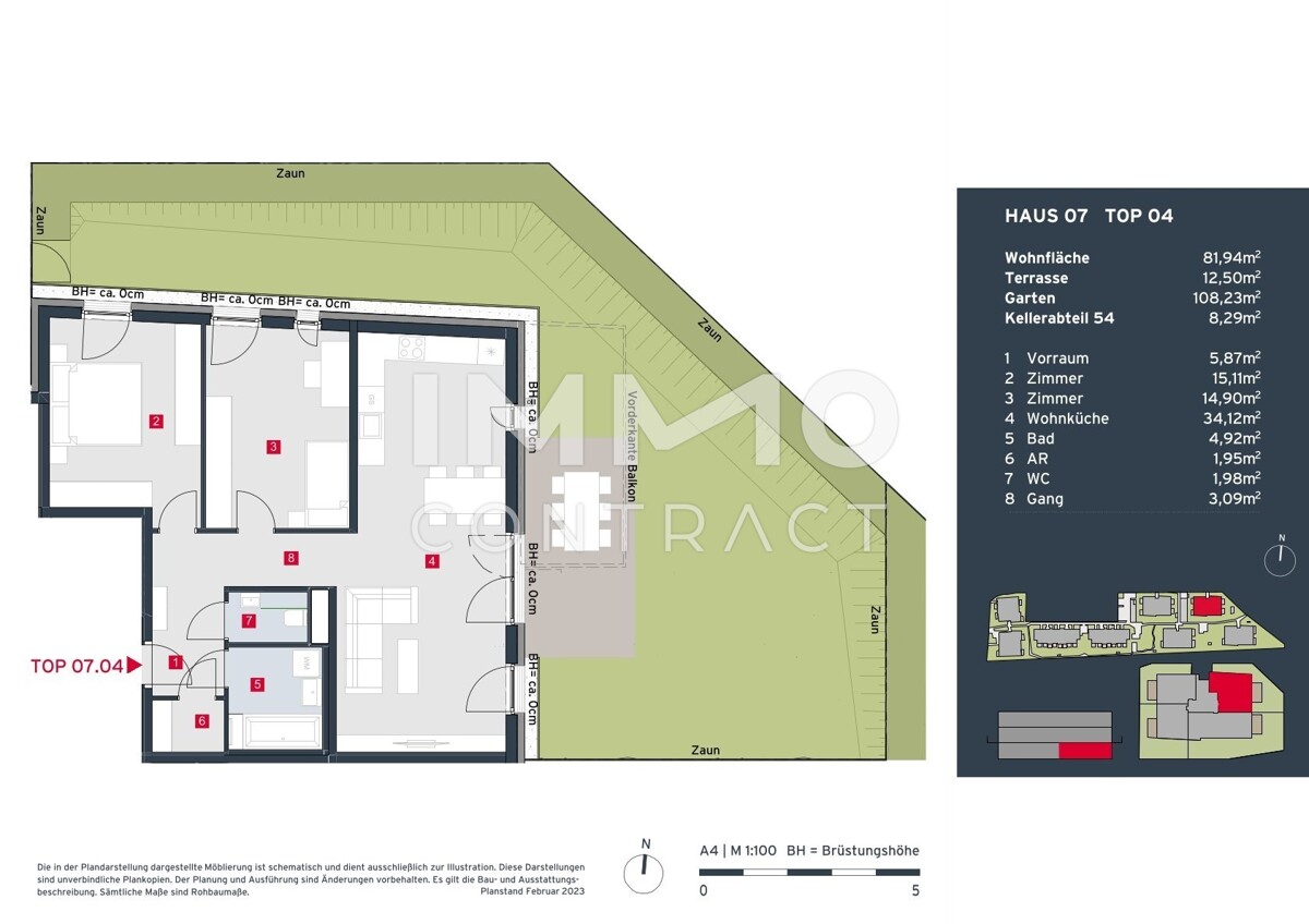 Provisionsfrei: Moderne 3-Zimmer-Garten-Wohnung in traumhafter, familirer Anlage /  / 2333 Leopoldsdorf / Bild 8