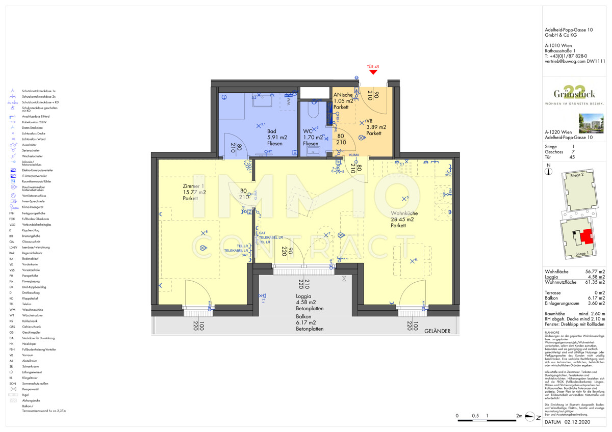 Naturnahes Wohnen in Ruhelage! 2 - Zimmerwohnung mit Balkon und Loggia. /  / 1220 Wien / Bild 5