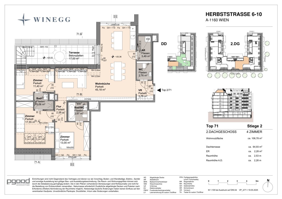 Licht- und sonnendurchflutetes Penthouse mit 65 qm Dachterrasse (Neubau, Erstbezug) /  / 1160 Wien / Bild 1