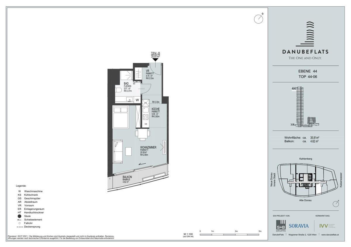 Exklusives Studioapartment im 44. Stock! DANUBEFLATS! /  / 1220 Wien / Bild 14