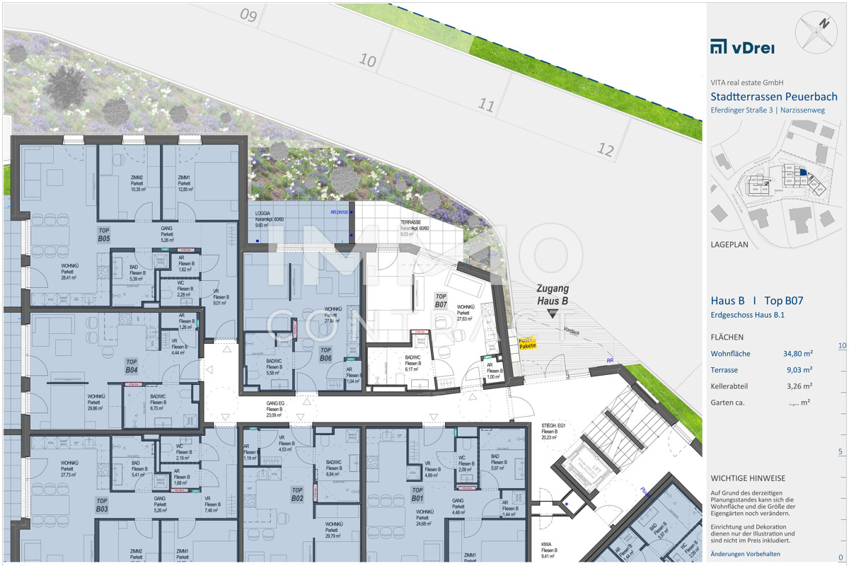 Ideale 1,5 Zimmer Wohnung mit kl. Garten in den STADTTERRASSEN PEUERBACH - provisionsfrei!  ** JETZT FRHKUFER-RABATT!** /  / 4722 Peuerbach / Bild 8