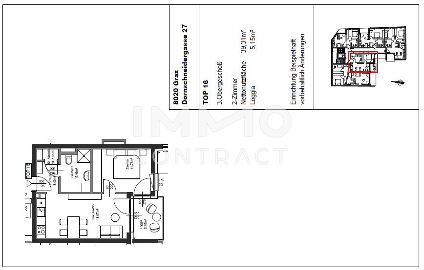 ERSTBEZUG ab 01.06.2024: Gefrderter SINGLE/Prchen-HIT -  2 Zimmer Wohnung mit Balkon im Innenhoflage mit BALKON - Dornschneidergasse 27 - Top 016 /  / 8020 Graz / Bild 7