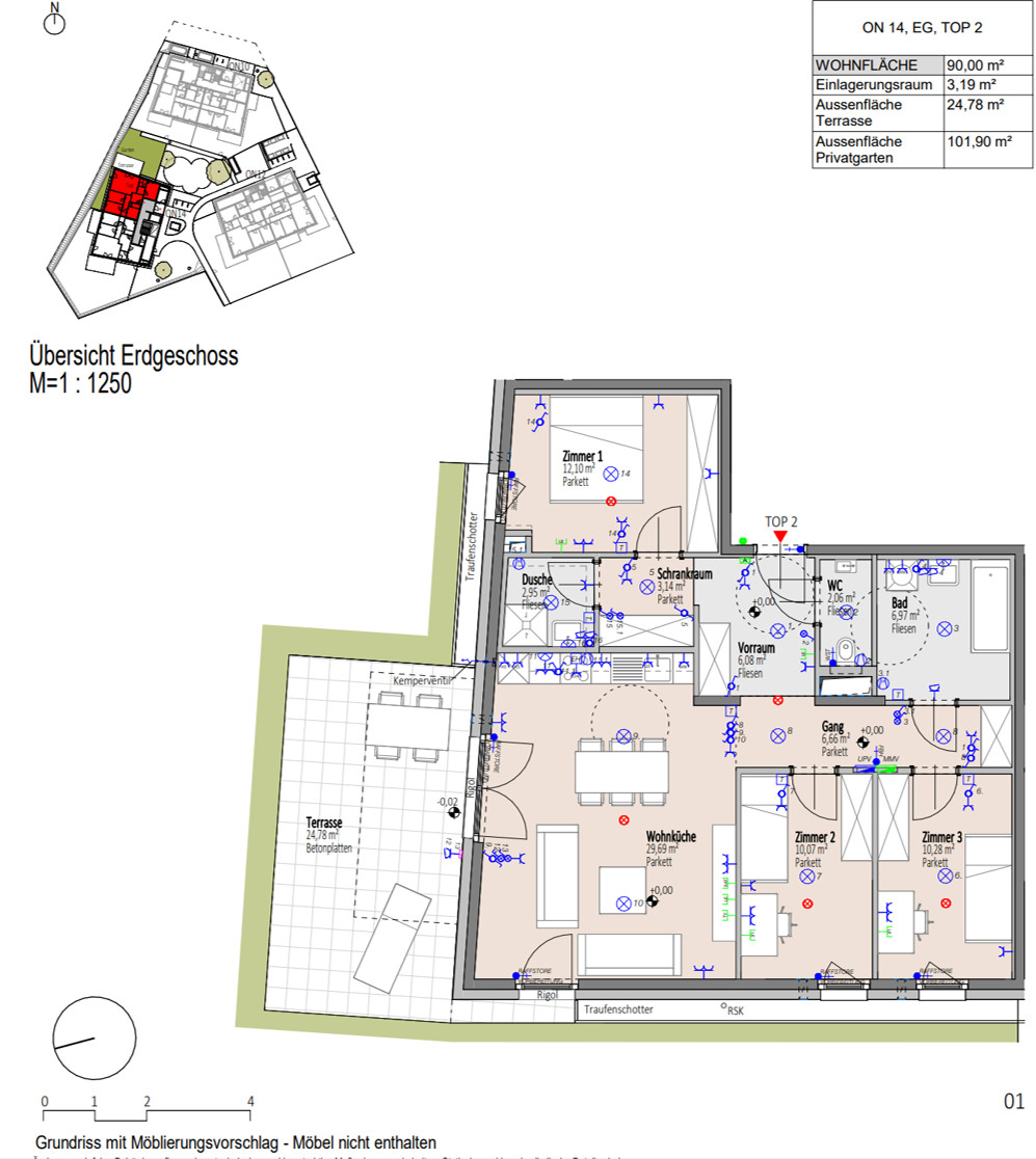 Gartentraum: Barrierefreie 4 Zimmer-Wohnung, 2 Bder, Grnblick, Ruhelage - Provisionsfrei! /  / 2700 Wiener Neustadt / Bild 6