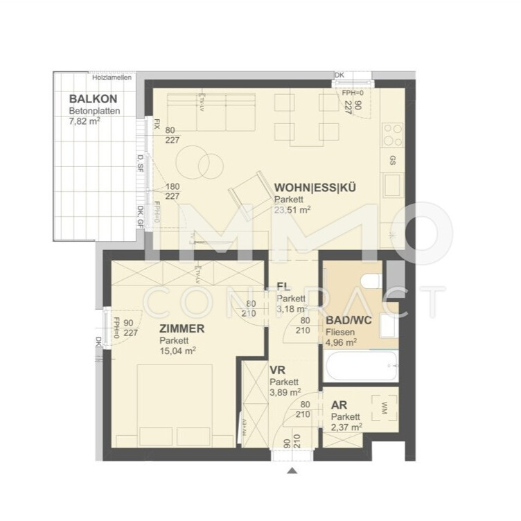 NEUE - 2Zi- 53,26qm- WBalkon-MIETE, Lift, Tiefgarage, 
in beliebter Grnruhelage /  / 3500 Krems / Bild 1