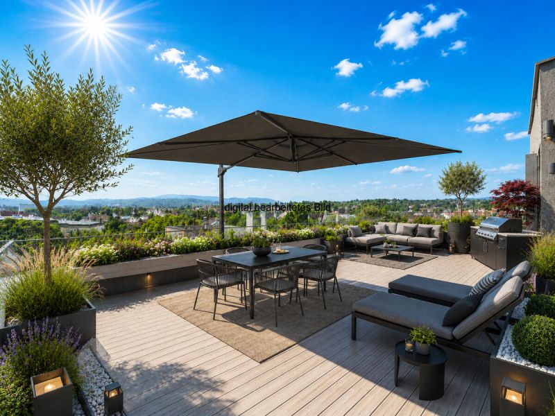 Penthouse-Wohnung mit 131 m² Wohnfläche und sensationeller 80 m² Terrasse und Weitblick