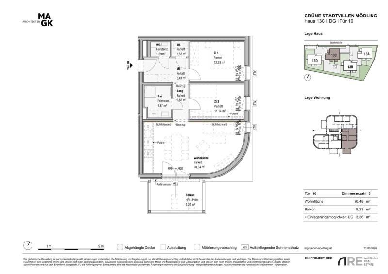 Mehr Raum f�rs Leben ? 3-Zimmer-Wohnung in den Gr�nen Stadtvillen! Provisionsfreie Vergabe! /  / 2340&nbsp;M�dling / Bild 8