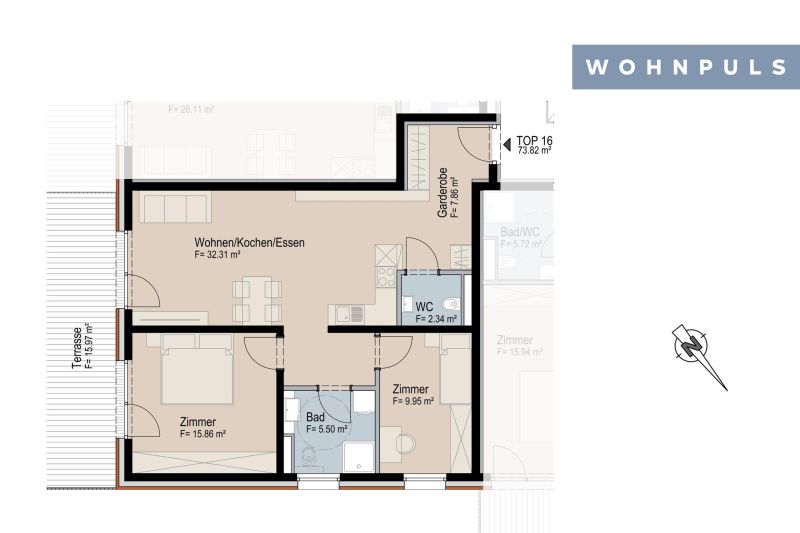 Moderne 3-Zimmer-Neubauwohnung mit gro�z�giger Terrasse in Oberperfuss zu kaufen! Provisionsfrei! /  / 6173&nbsp;Oberperfuss / Bild 2