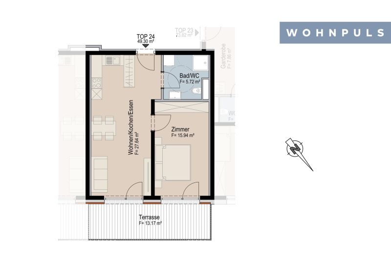 Provisionsfrei! Helle 2-Zimmer-Neubauwohnung mit sonniger Terrasse und Inntalblick in Oberperfuss /  / 6173&nbsp;Oberperfuss / Bild 7