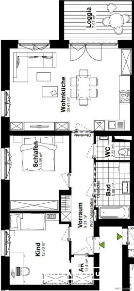 Ruhige und sonnige 3-Zimmer - Wohnung. Zentrumsnah. Niedrigstenergie-Komfort. /  / 4690 Schwanenstadt / Bild 10