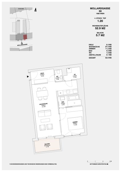 ++NEU++ Erstbezug: Moderne 2-Zimmer-Wohnung mit Balkon im 4. OG (Mollardgasse 50) /  / 1060 Wien / Bild 3