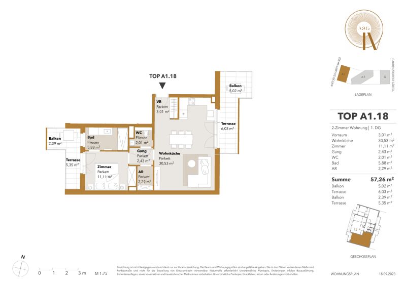 ++ASG-IV++ Moderne 2-Zimmer-Dachterrassenwohnung im Erstbezug - Top A1.18 /  / 1120 Wien / Bild 15