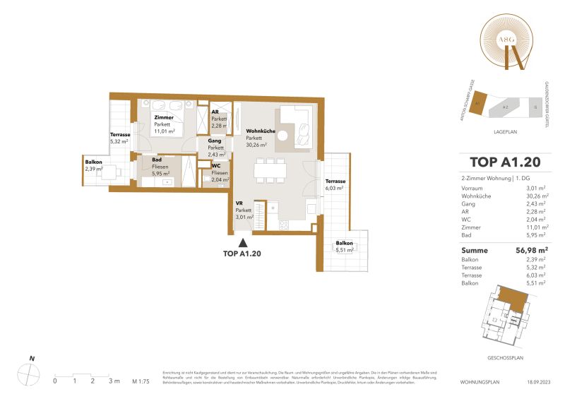 ++ASG-IV++ Exklusive 2-Zimmer-Wohnung mit Terrasse im Dachgeschoss - Top A1.20 /  / 1120 Wien / Bild 14