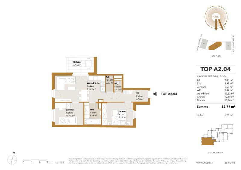 3-Zimmer-Neubauwohnung mit Balkon im 1. OG in Wien-Meidling / / 1120 Wien / Bild 13