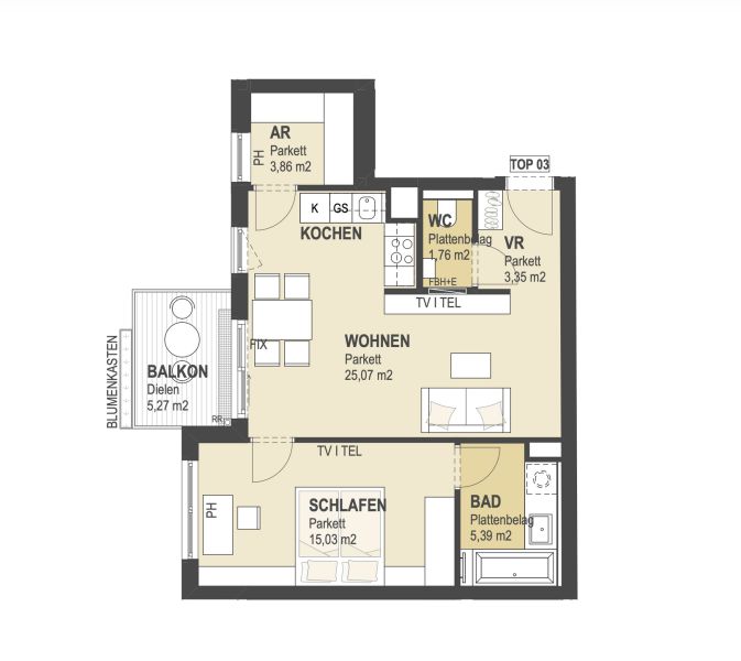 Moderne 2,5-Zimmer-Neubauwohnung mit Balkon in zentraler Ruhelage / / 1060 Wien / Bild 12
