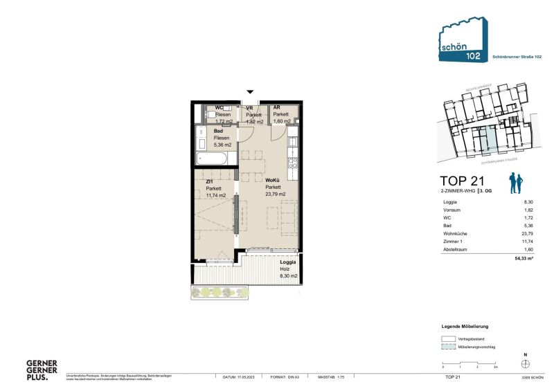 2-Zimmer-Neubauwohnung mit Balkon im 3. Obergeschoss in Wien-Margareten / / 1050 Wien / Bild 11