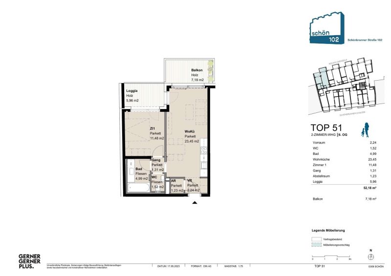 2-Zimmer-Neubauwohnung mit Balkon im 6. Obergeschoss in 1050 Wien / / 1050 Wien / Bild 12