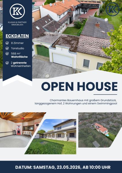 Charmantes Bauernhaus mit gro�em Grundst�ck, langgezogenem Hof, 2 Wohnungen und einem Swimmingpool