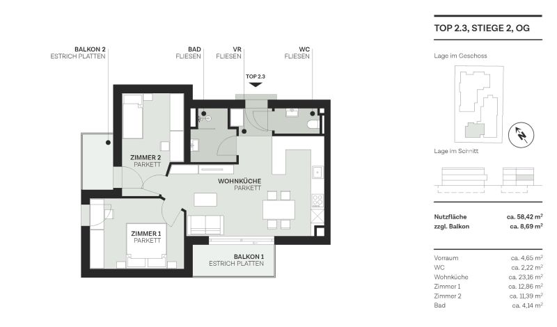 Kompakte 3-Zimmer-Luxuswohnung: Ihr R�ckzugsort direkt am Wasser /  / 1220&nbsp;Wien, Donaustadt / Bild 9