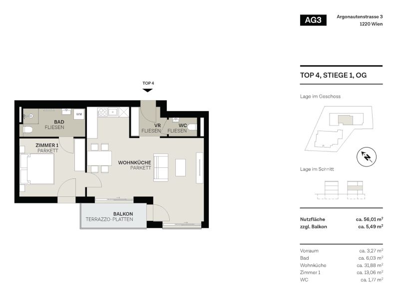 Exklusives Donau-Idyll: 56 m� Luxus-Apartment mit direktem Alte Donau-Flair ? Urlaub daheim! /  / 1220&nbsp;Wien, Donaustadt / Bild 7