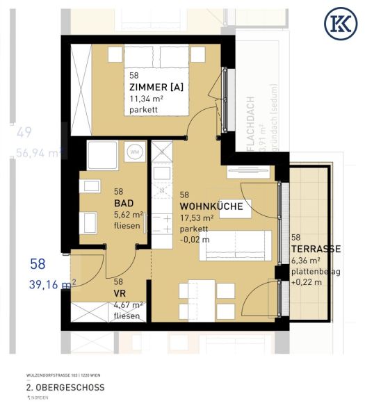 Neubau-Erstbezug im Gr�nen ? moderne 2-Zimmer-Wohnung mit Terrasse im Herzen von Aspern /  / 1220&nbsp;Wien / Bild 9