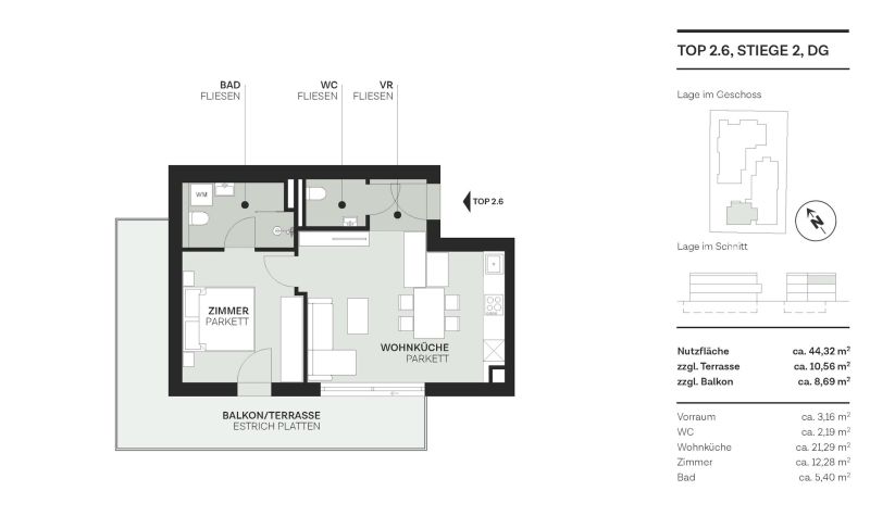 Kompakte 2-Zimmer-Eleganz mit beeindruckender Freifl�che /  / 1220&nbsp;Wien, Donaustadt / Bild 9