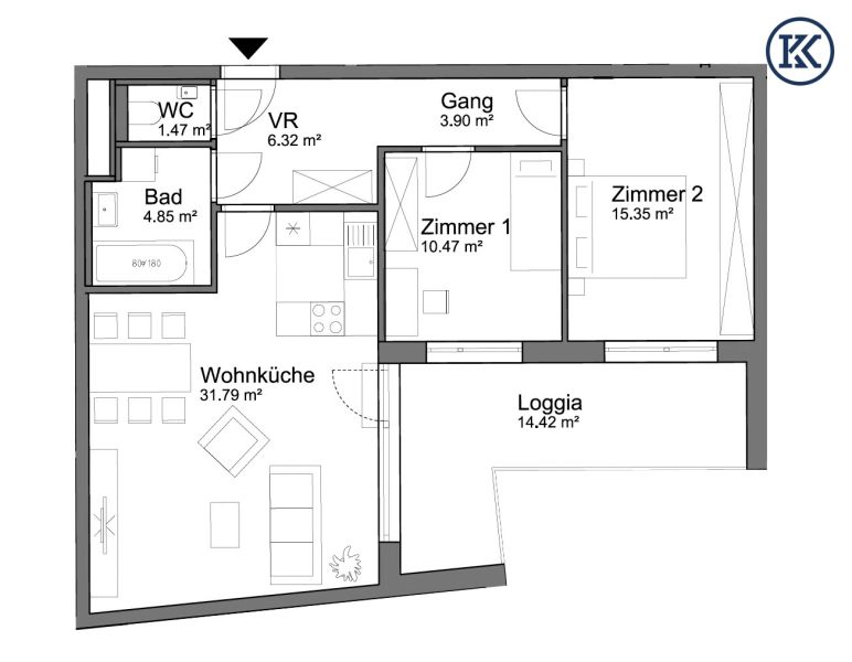 Charmante hofseitige 3-Zimmer-Wohnung mit ca. 15 m Loggia ? nahe dem Naturschutzgebiet Lobau /  / 1220 Wien, Donaustadt / Bild 3
