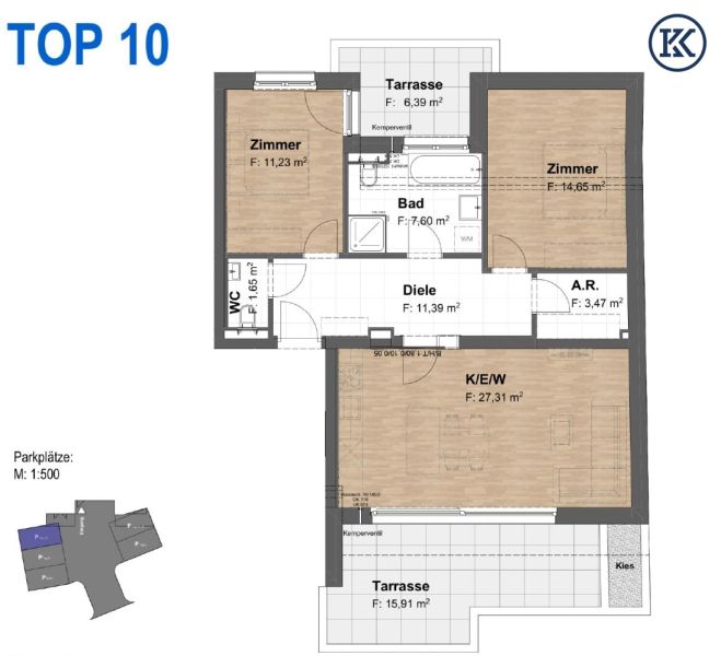 Dachgeschosswohnung in Top Lage in Kaisermhlen /  / 1220 Wien, Donaustadt / Bild 7