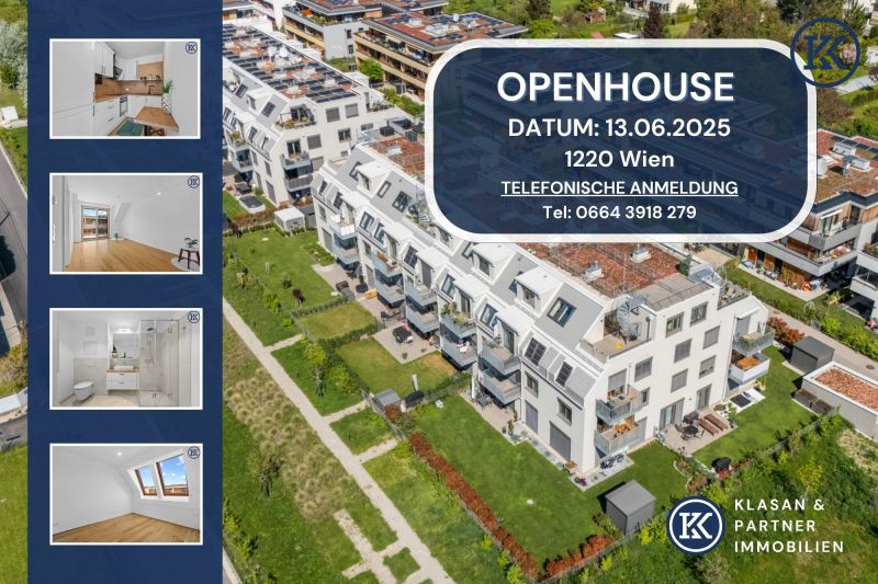 OPEN HOUSE am 13.06. ab 12:00 Uhr
Ihre moderne Wohlfühloase im 22. Bezirk
