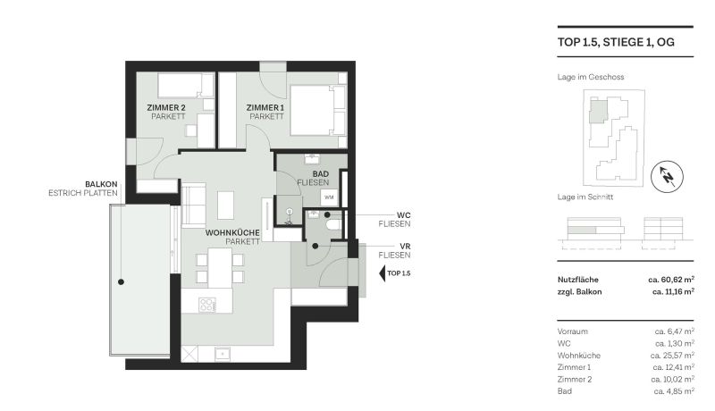 Raum f�r Lebensqualit�t: Durchdachte 3-Zimmer-Wohnung mit gro�z�gigem Balkon /  / 1220&nbsp;Wien, Donaustadt / Bild 9