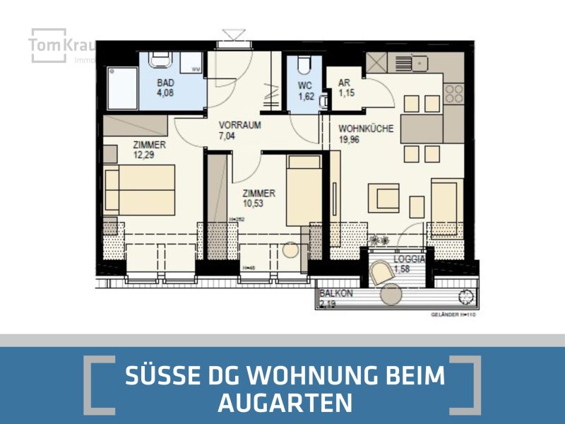 SMARTE DACHGESCHOSS WOHNUNG NÄHE AUGARTEN