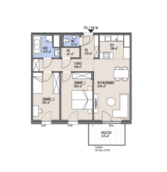 NordGlck - Mehr Raum. Mehr Freiheit. Mehr Ausblick. 3-Zimmer-Wohnung im Dachgescho & Top-Schnitt - Top 01-086 /  / 1210 Wien / Bild 1