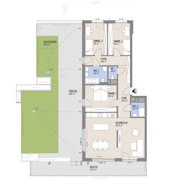 Hof am Park - Exklusive 4-Zimmer-Wohnung mit grozgiger Terrasse, Dachgarten, Raumhhe von 2,70 - Top 2.37 /  / 1220 Wien / Bild 1