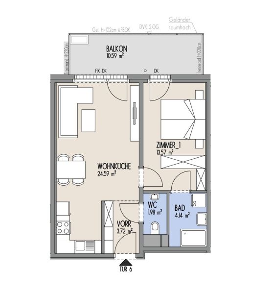 Hof am Park - Kompakte 2-Zimmer-Wohnung mit gro�z�gigem Balkon - Top 1.6 /  / 1220&nbsp;Wien / Bild 1