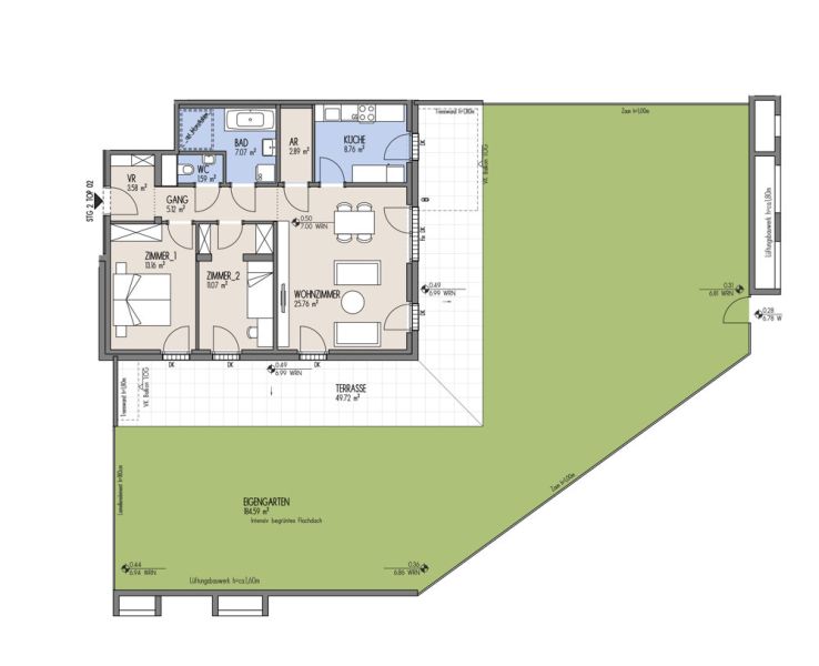 NordGlck - Gartenliebhaber aufgepasst!  - Top aufgeteilte 3-Zimmer-Wohnung mit Eigengarten ruhig, hell & familienfreundlich - Top 02-002 /  / 1210 Wien / Bild 1