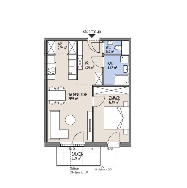 NordGlck - gut geschnittene 2-Zimmer Wohnung - Top 01-040 /  / 1210 Wien / Bild 1
