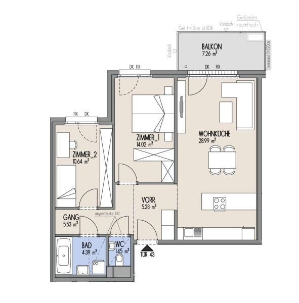 Hof am Park - Helle 3-Zimmer-Wohnung mit Morgensonne und Balkon - Top 1.43 /  / 1220 Wien / Bild 1