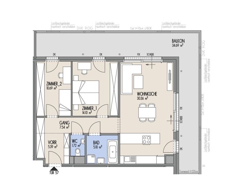 Hof am Park - Helle 3-Zimmer-Wohnung mit groer Terrasse - Top 1.57 /  / 1220 Wien / Bild 1
