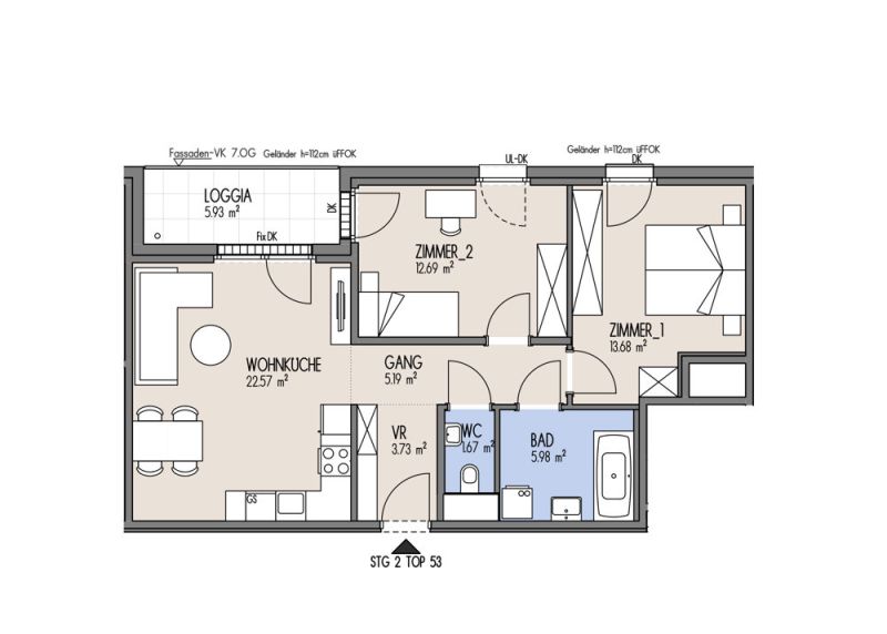 NordGlck - kompakt & clever geschnittene 3-Zimmer-Wohnung mit Weitblick - Top 02-053 /  / 1210 Wien / Bild 1