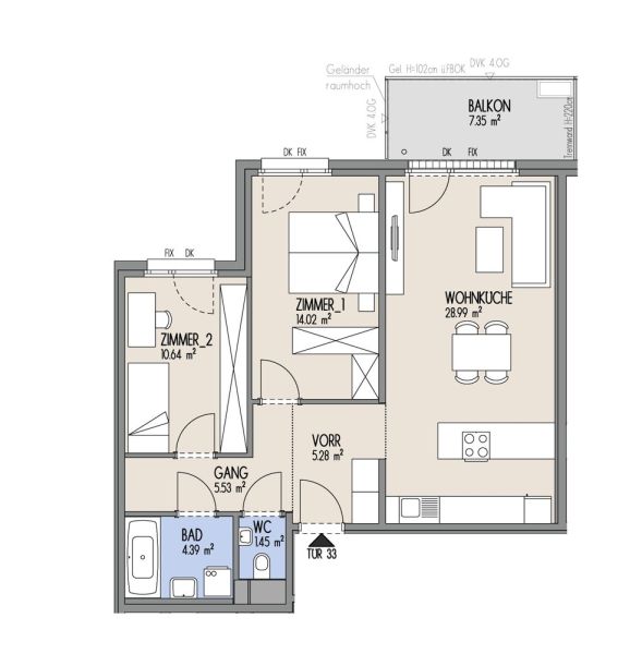Hof am Park - Helle 3-Zimmer-Wohnung mit Morgensonne und Balkon - Top 1.33 /  / 1220 Wien / Bild 1