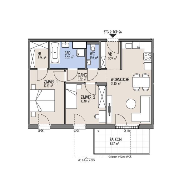 NordGlck - Kompakte 3-Zimmer-Wohnung ideal aufgeteilt, zum fairen Preis - Top 02-026 /  / 1210 Wien / Bild 1