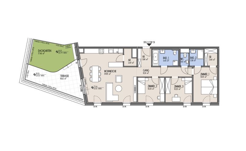 NordGlck - Dachgarten-Traum fr Familien oder Paare 4 Zimmer mit gutem Grundriss & viel Licht  Urbanes Wohnen mit Grnblick - Top 02-051 /  / 1210 Wien / Bild 1