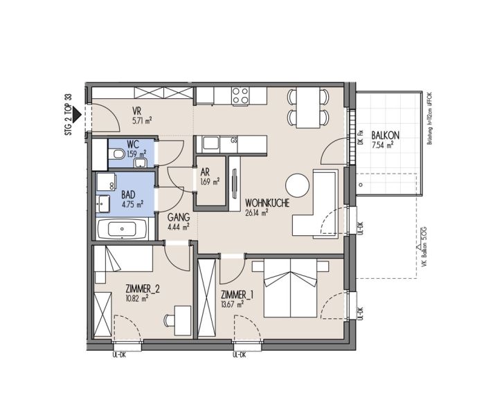 NordGlck - Anlage mit Zukunft 3-Zimmer-Wohnung in gefragtem Format - Top 02-033 /  / 1210 Wien / Bild 1