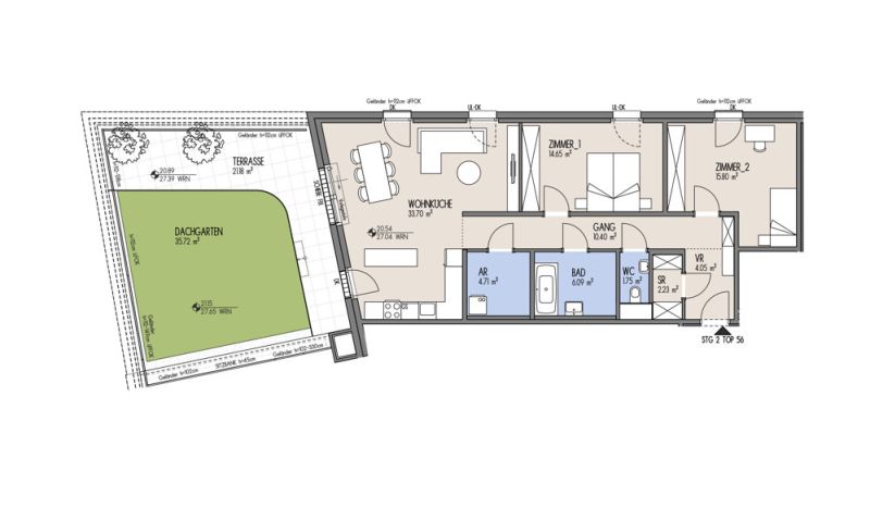 NordGlck - Grozgig wohnen mit Stil 3-Zimmer-Wohnung mit Dachgarten & Top-Aufteilung einziehen, aufatmen, genieen - Top 02-056 /  / 1210 Wien / Bild 1