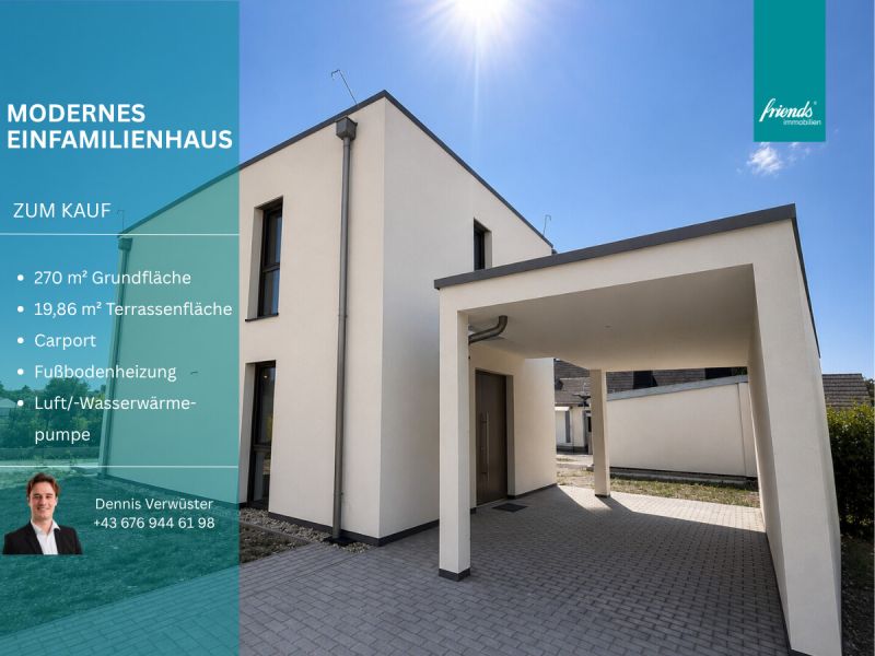 Modernes Einfamilienhaus in hochwertiger Massivbauweise mit Garten und Carport