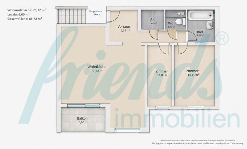 Stilvolle, helle Wohnung mit südlicher Außenfläche in ruhiger Innenhoflage ? MÖDLING / / 2340 Mödling / Bild 5